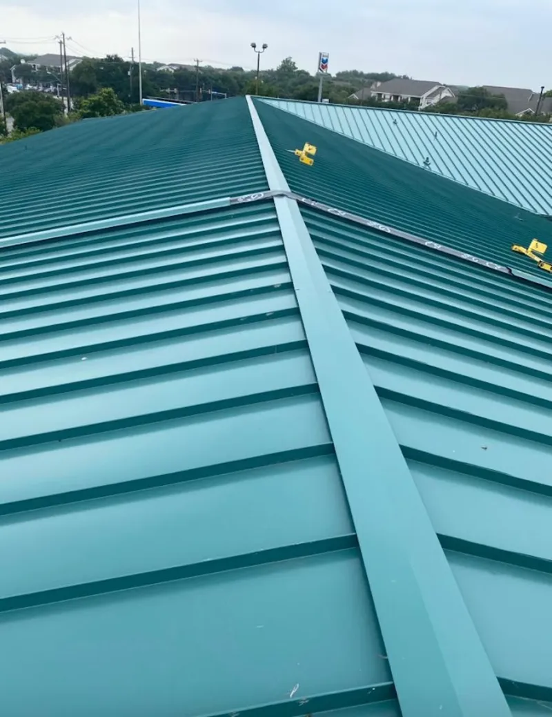 Green commercial metal roof ridge and valley for Metal Roof Repair in Margaret